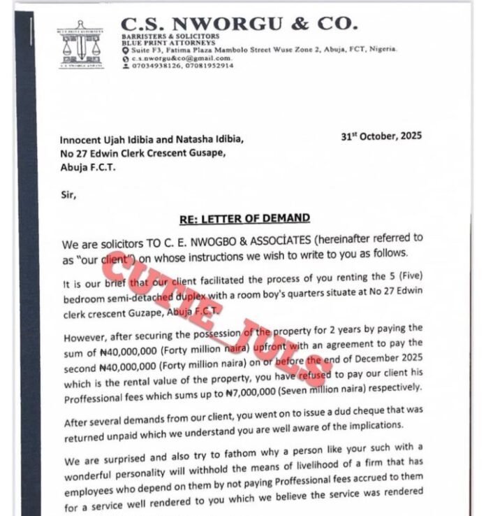 Landlord Seeks Eviction Of 2Baba, Natasha From 5-Bedroom Duplex Over Rent Issue