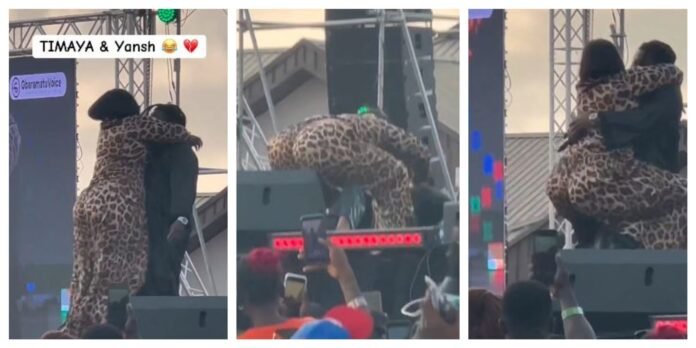 Video: Plus-sized Woman Falls Timaya During Performance
